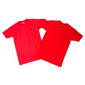 Lot 2- Bayside Heavy Weight Blank T Shirt Mens S Small Red Short Sleeve Cotton